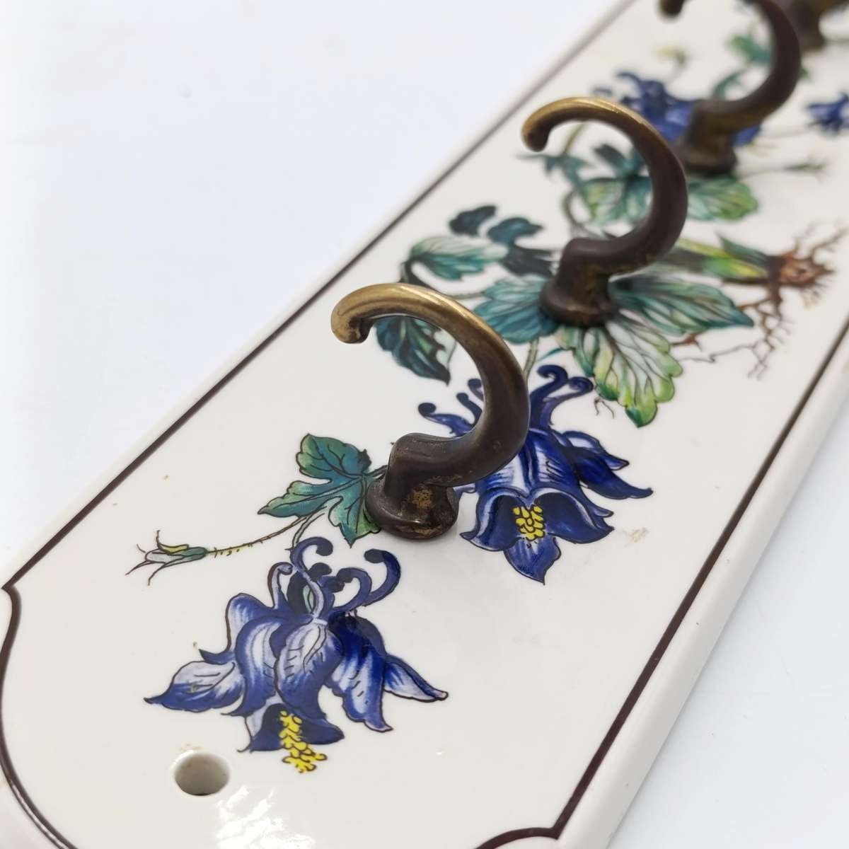 Vintage Villeroy and Boch Botanica key holder hooks on porcelain