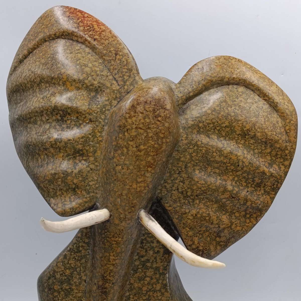 Vintage Serpentine stone elephant carving - Height 35cm