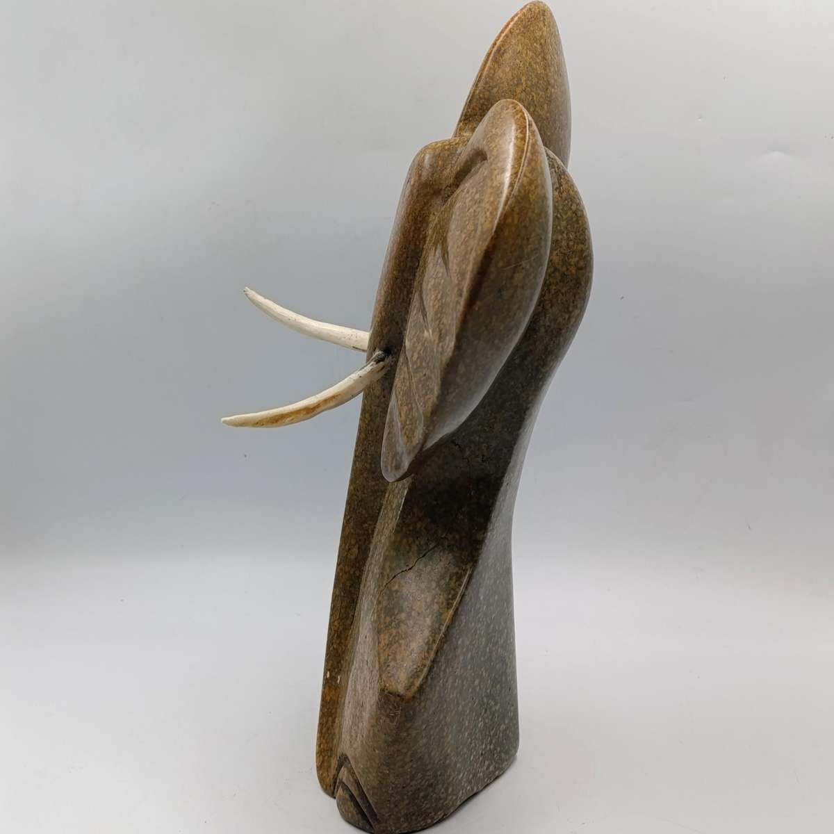 Vintage Serpentine stone elephant carving - Height 35cm