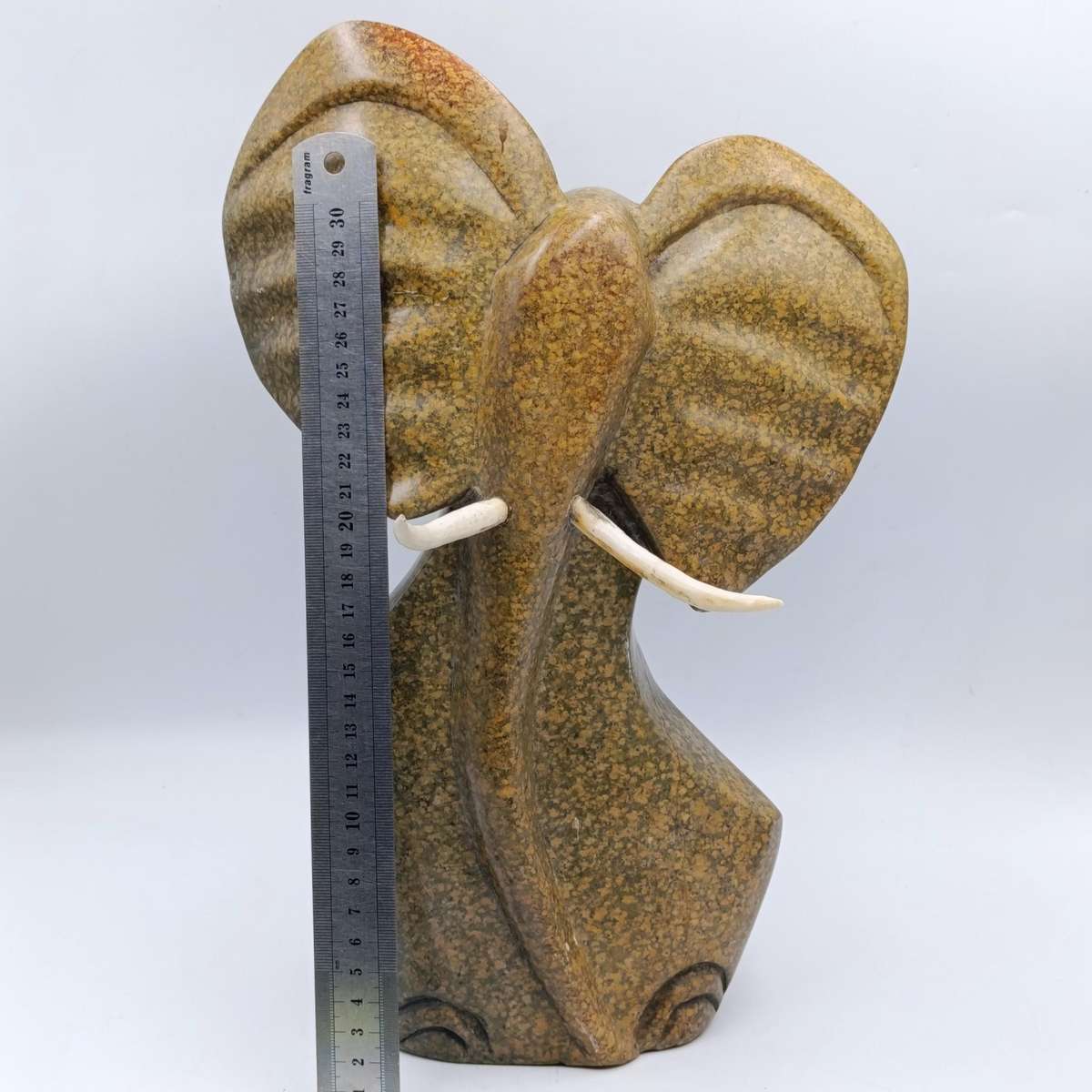 Vintage Serpentine stone elephant carving - Height 35cm