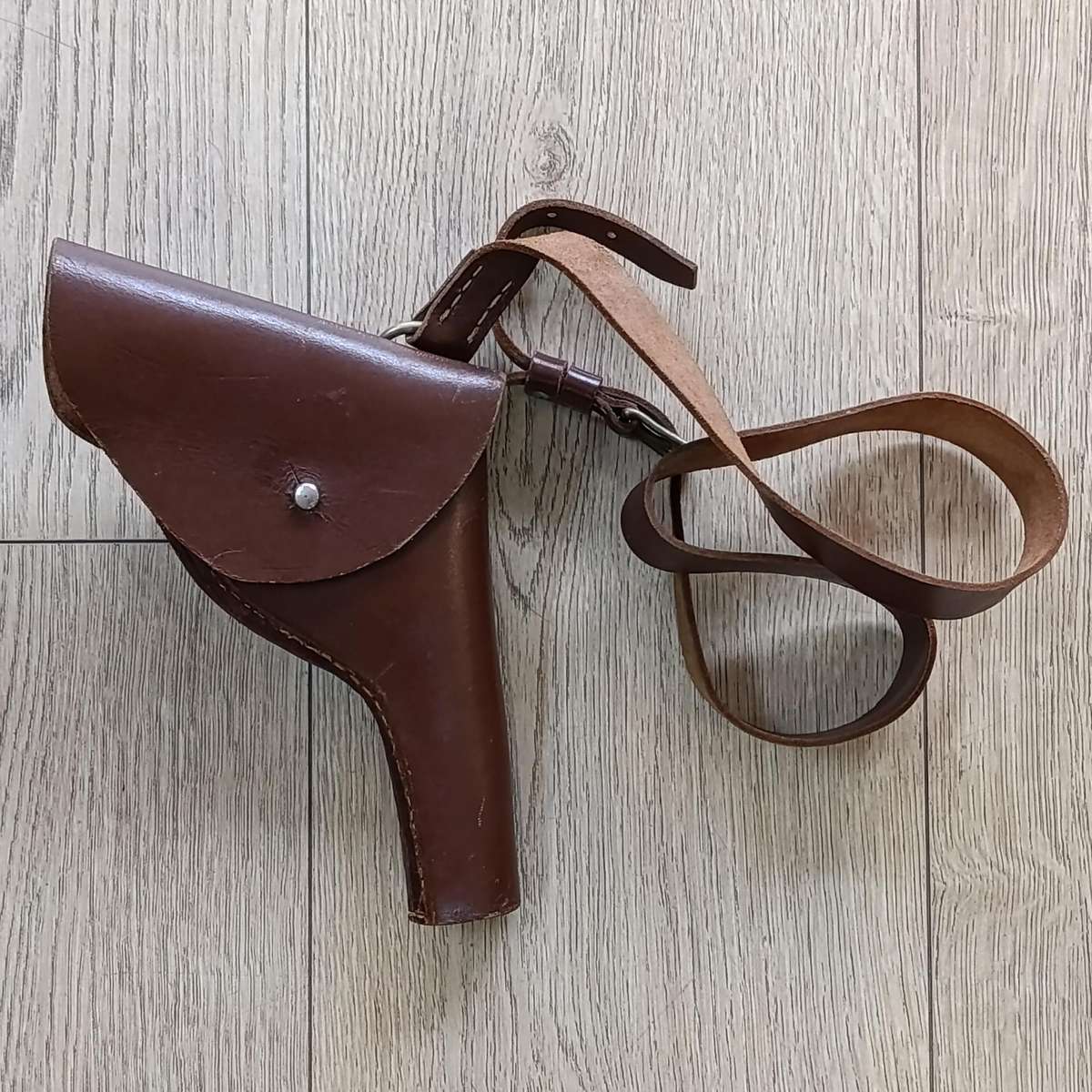 Vintage leather gun holster and strap
