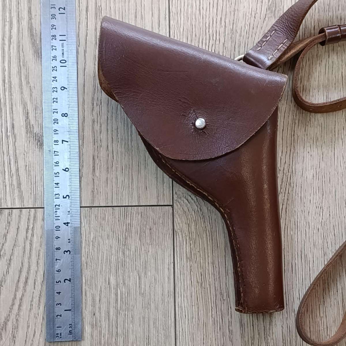 Vintage leather gun holster and strap