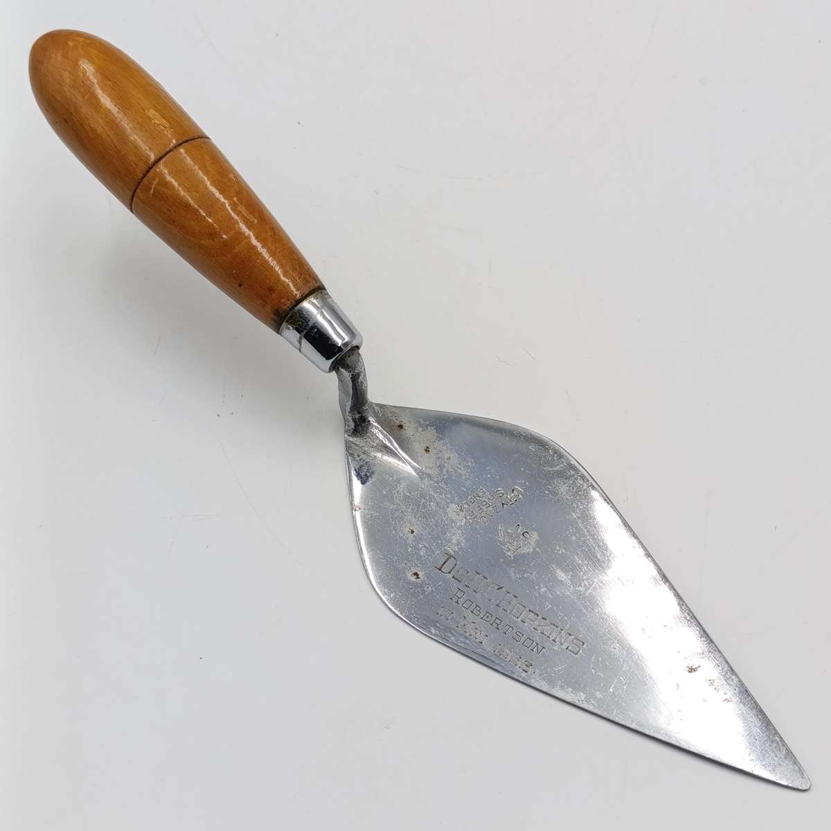 Vintage cornerstone ceremonial trowel issued to DS HC Hopkins Robertson Church 15 May 1953