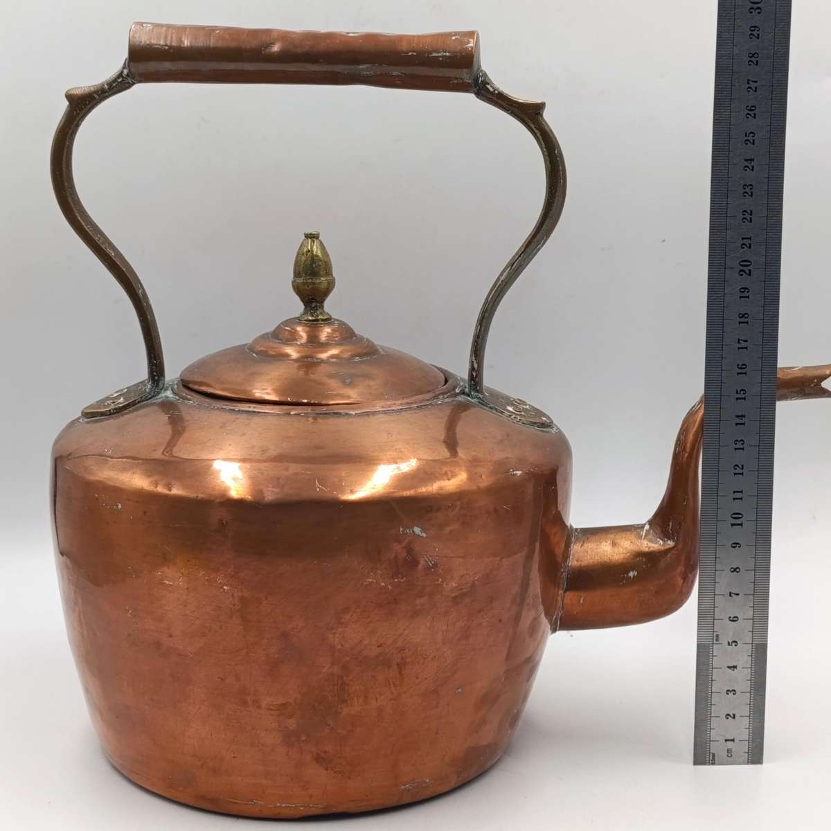 Large antique copper kettle