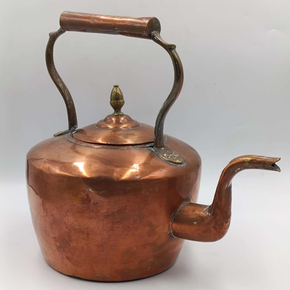Large antique copper kettle