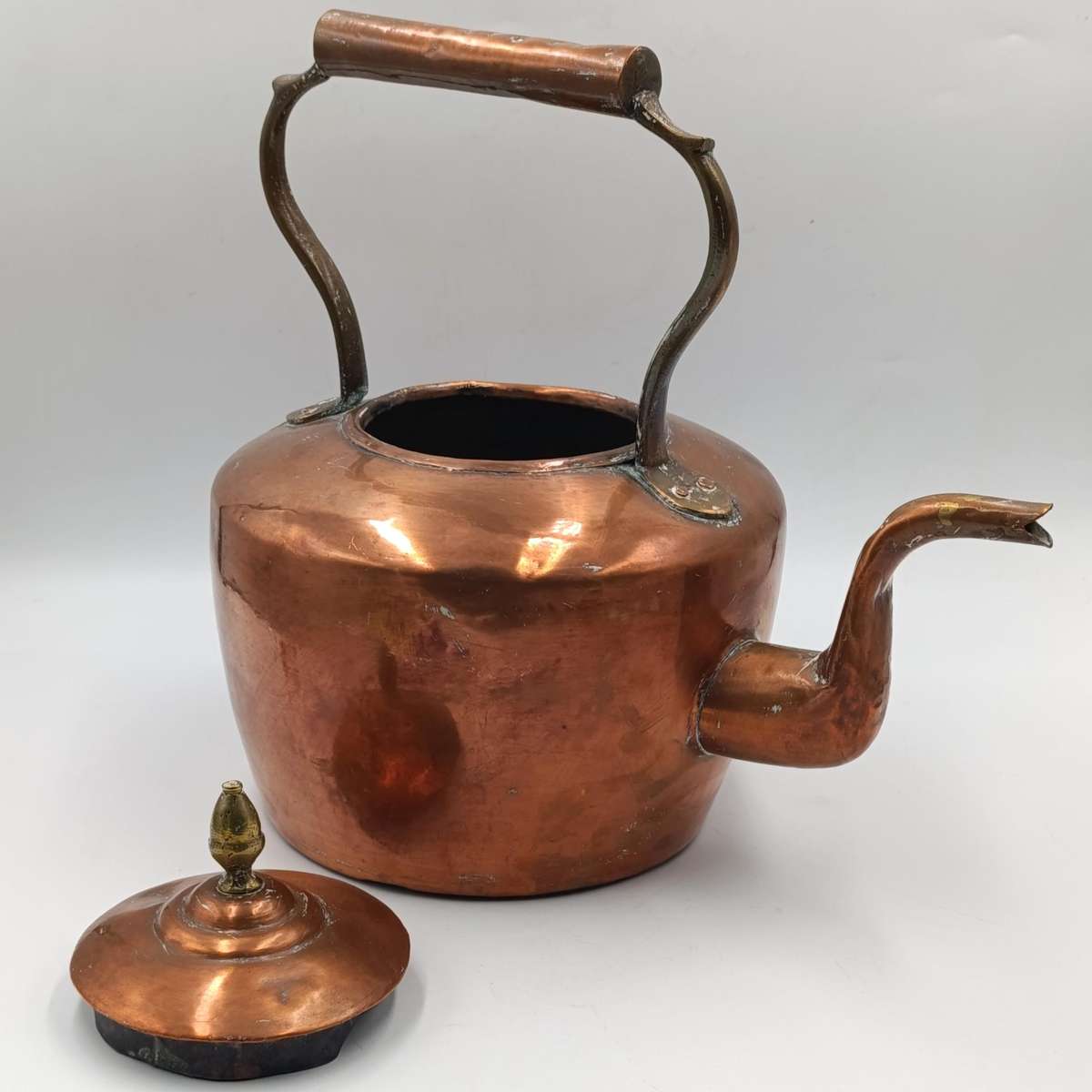 Large antique copper kettle