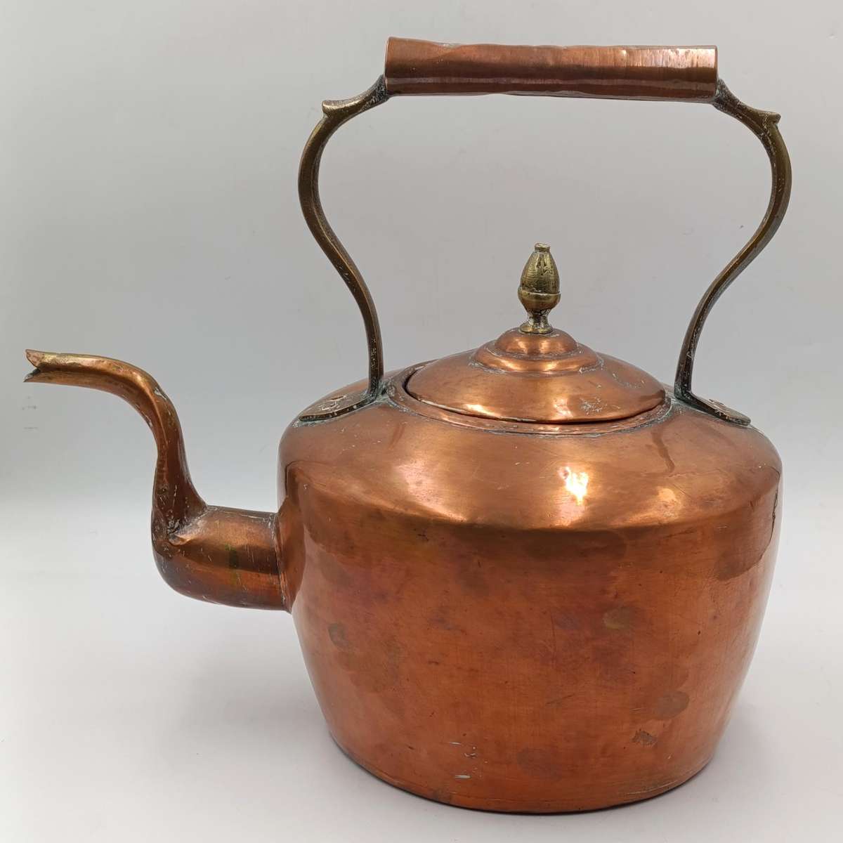 Large antique copper kettle