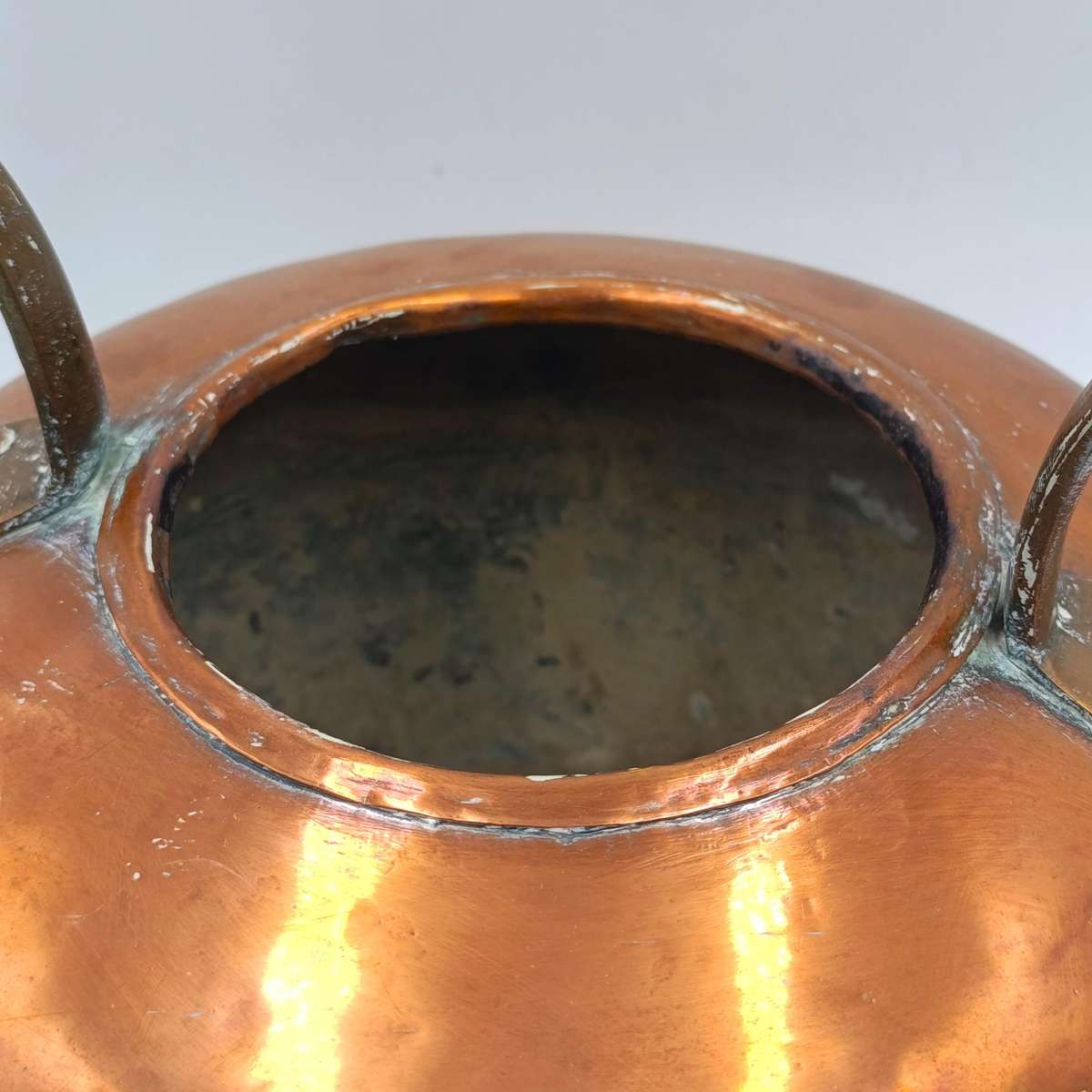 Large antique copper kettle