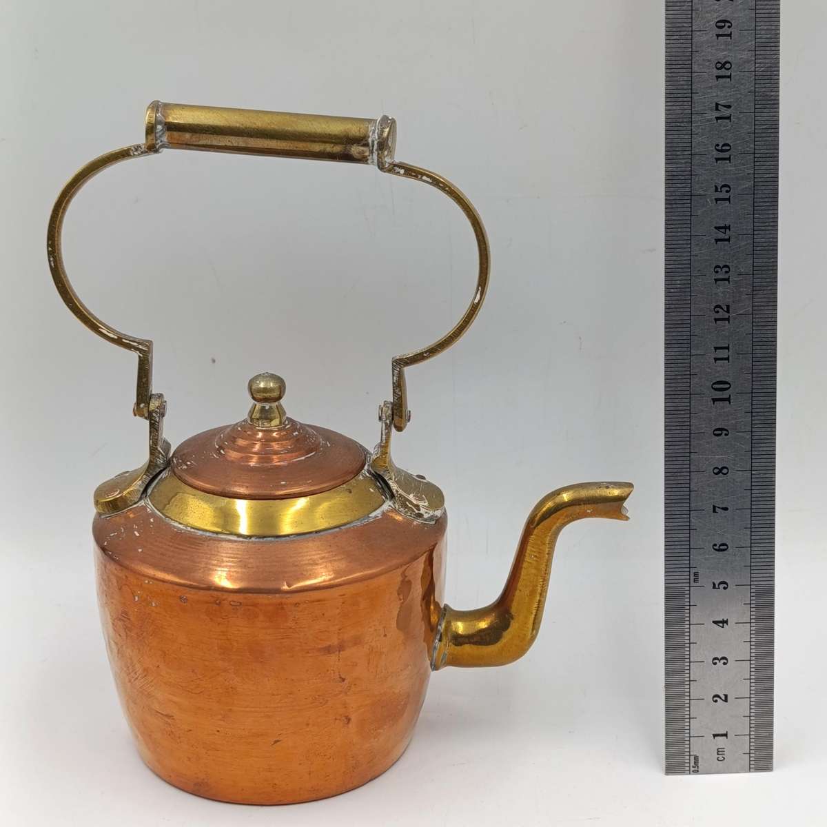 Antique Copper and brass mini kettle