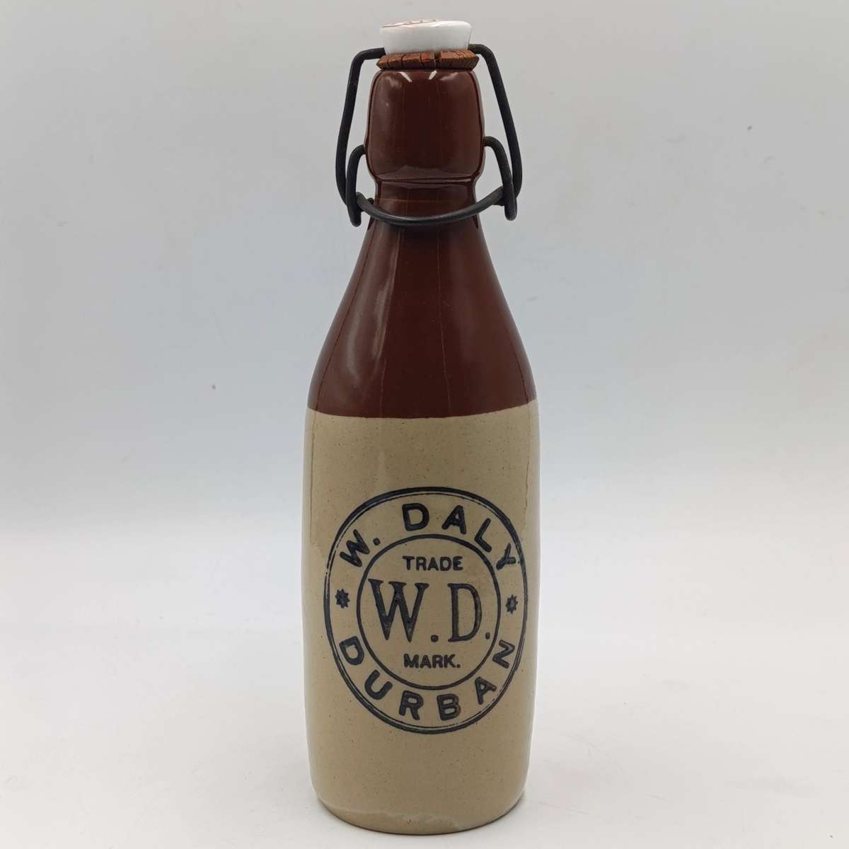 Antique W.Daly Durban trademark stoneware ginger beer bottle