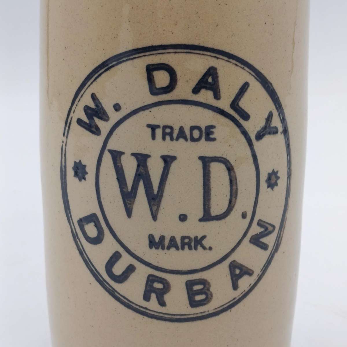 Antique W.Daly Durban trademark stoneware ginger beer bottle