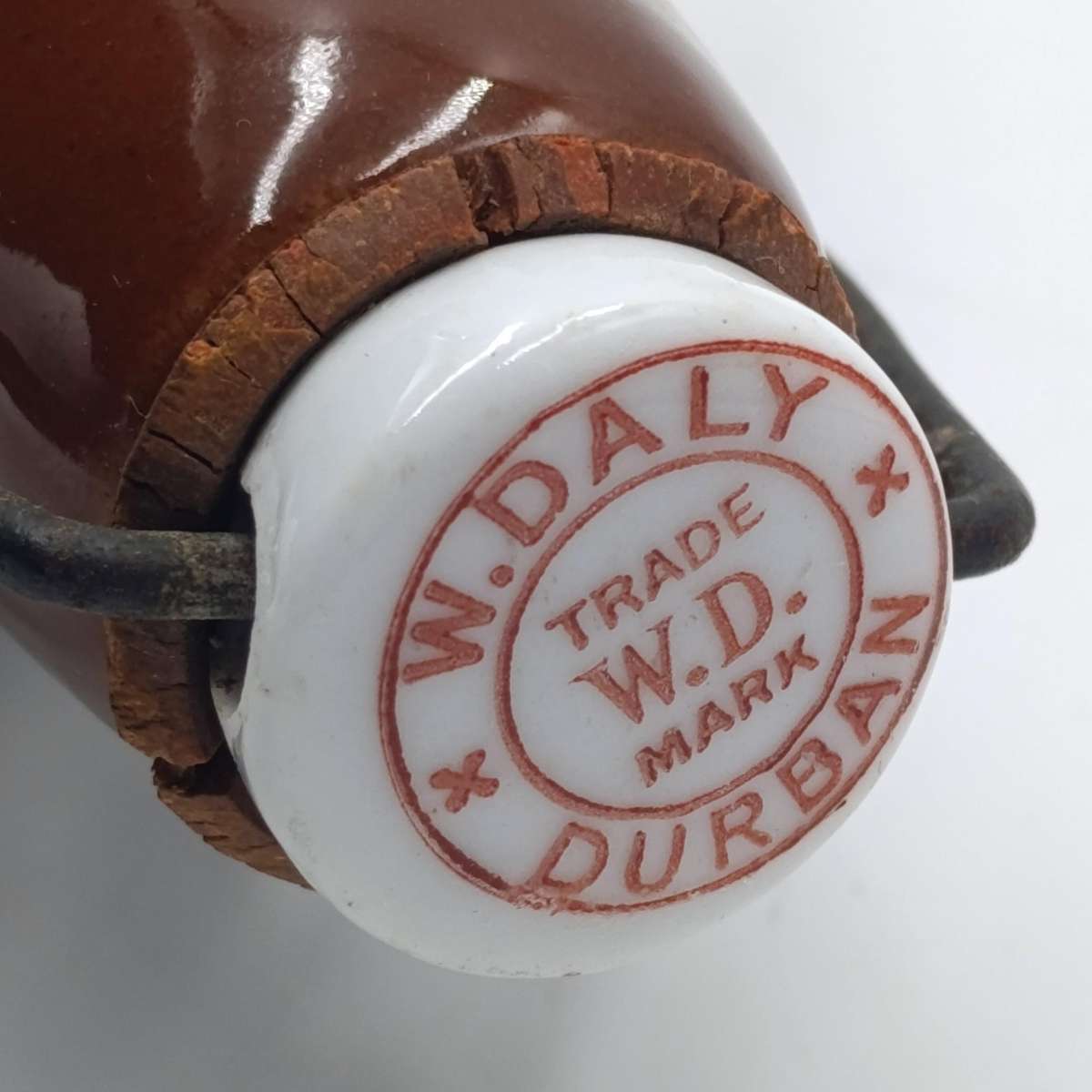 Antique W.Daly Durban trademark stoneware ginger beer bottle