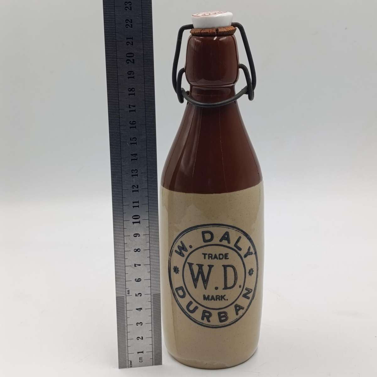 Antique W.Daly Durban trademark stoneware ginger beer bottle