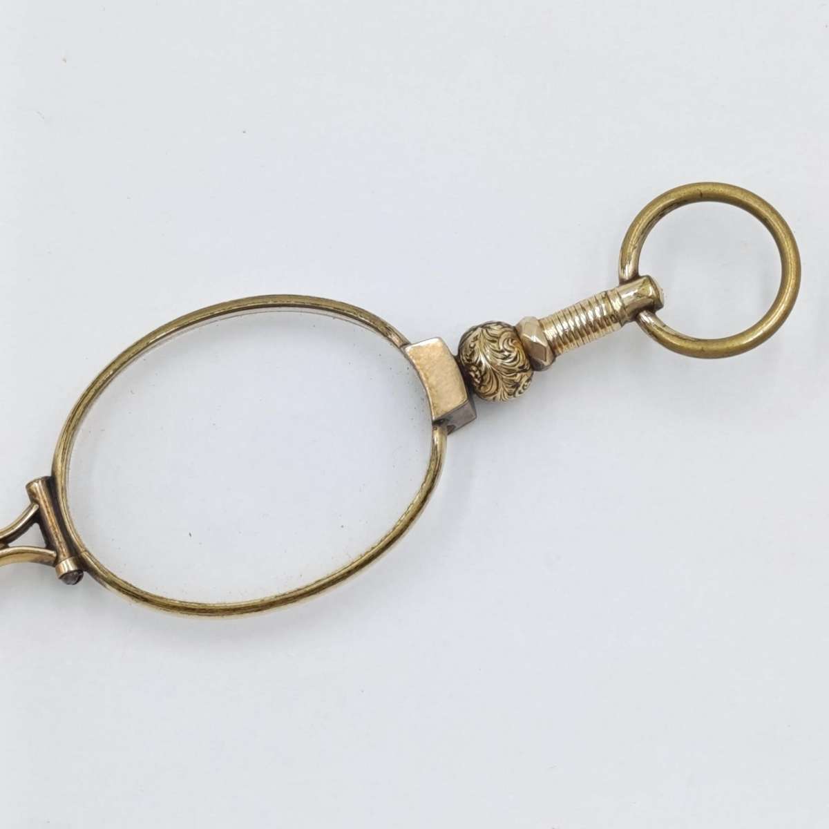 Antique goldplated lorgnette folding glasses in pouch