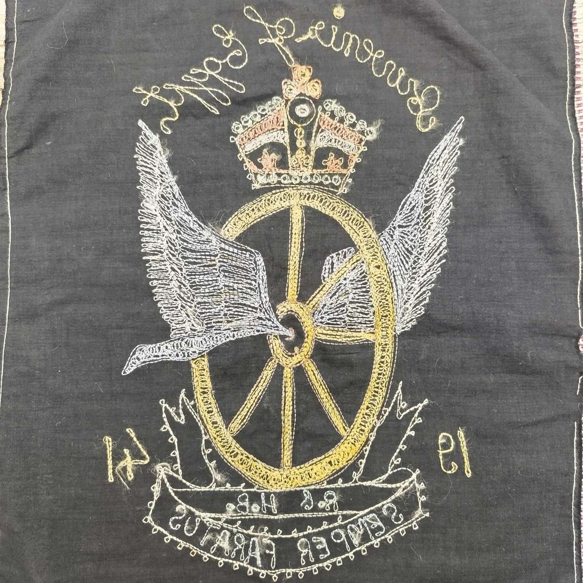1941 SA Railway and Harbour Brigade souvenir of Egypt embroidered cloth