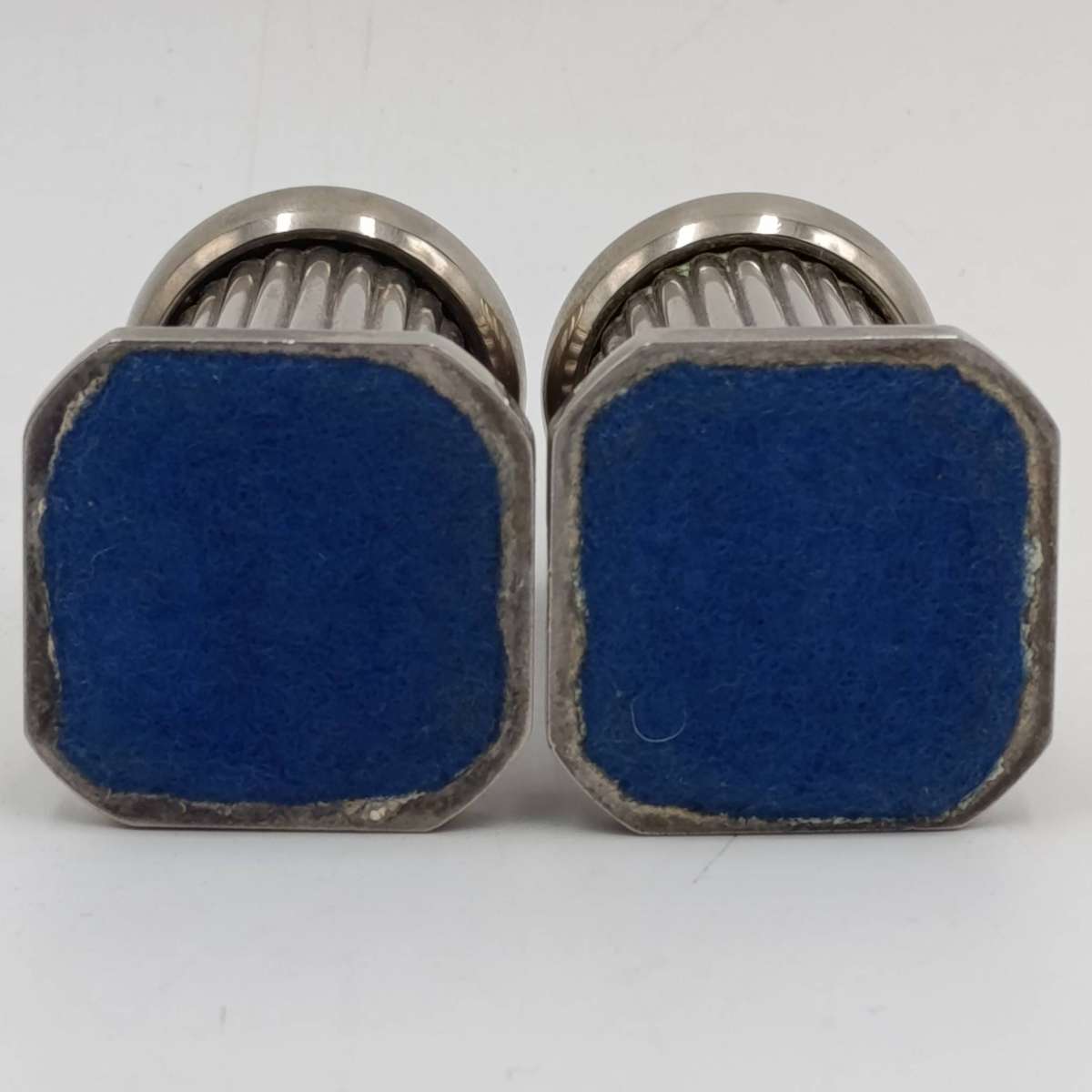 Pair of silverplated column pillar shaped salt and pepper shakers