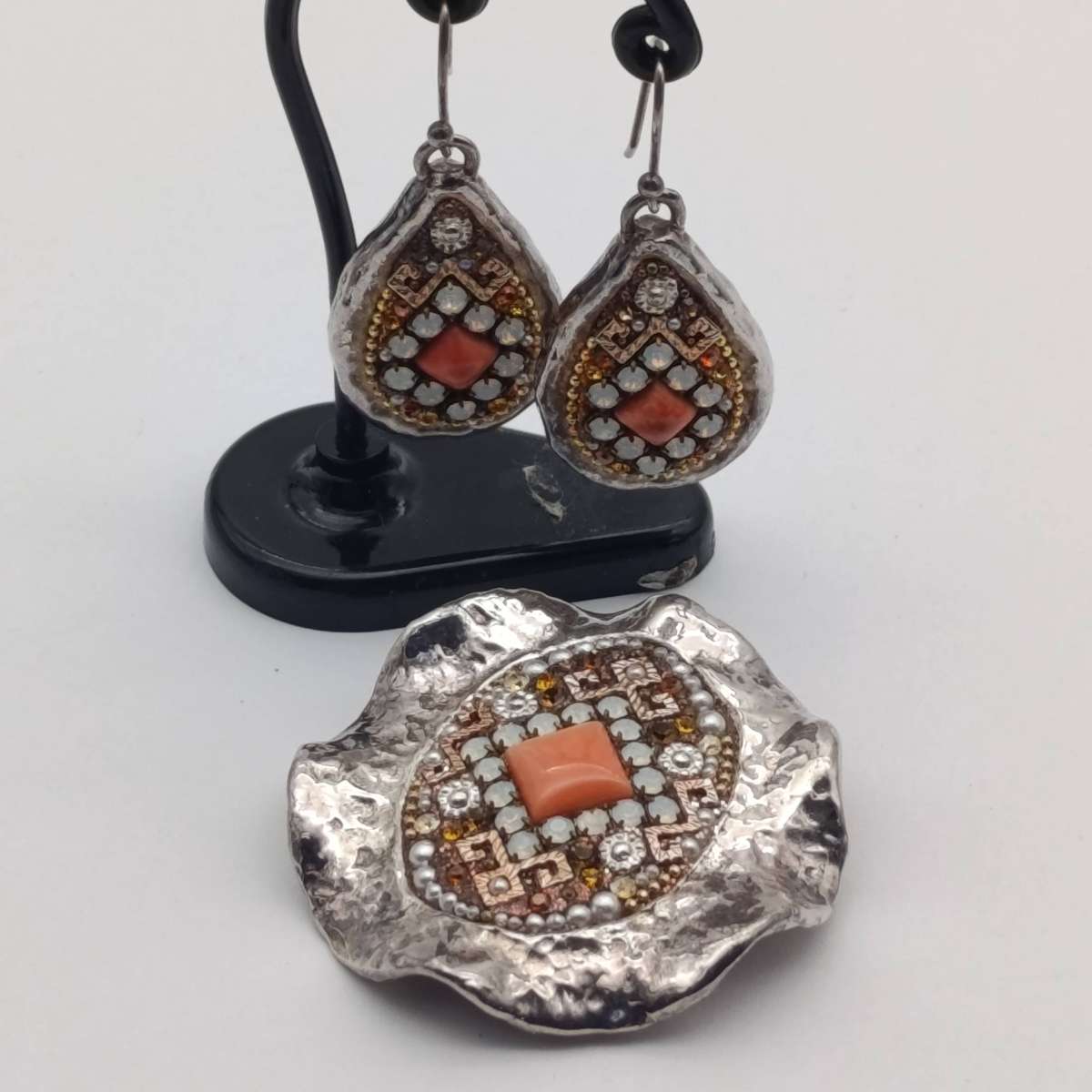 Sterling silver Israeli set with earrings and pendant