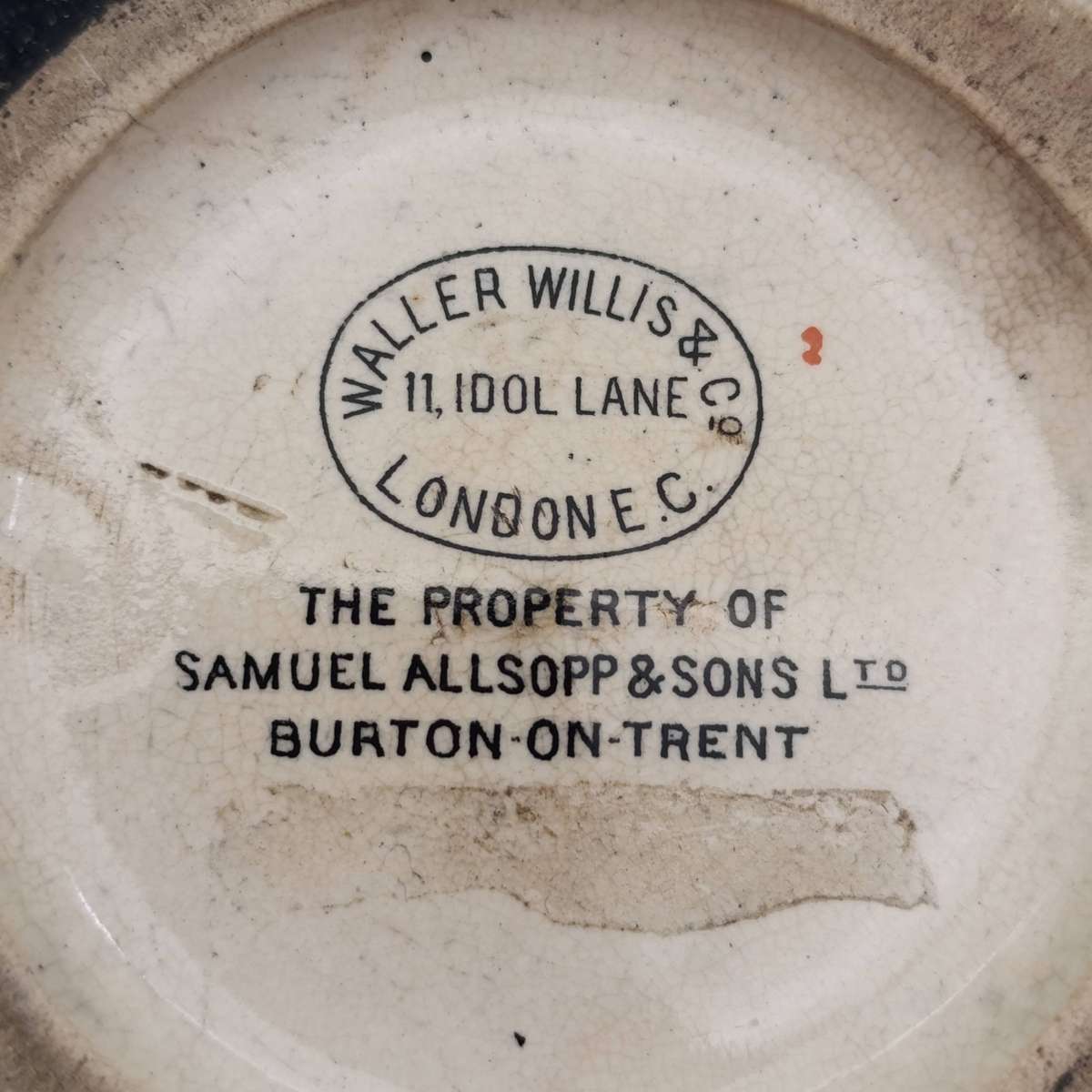 Antique Allsopp's Beer advertising ceramic match striker
