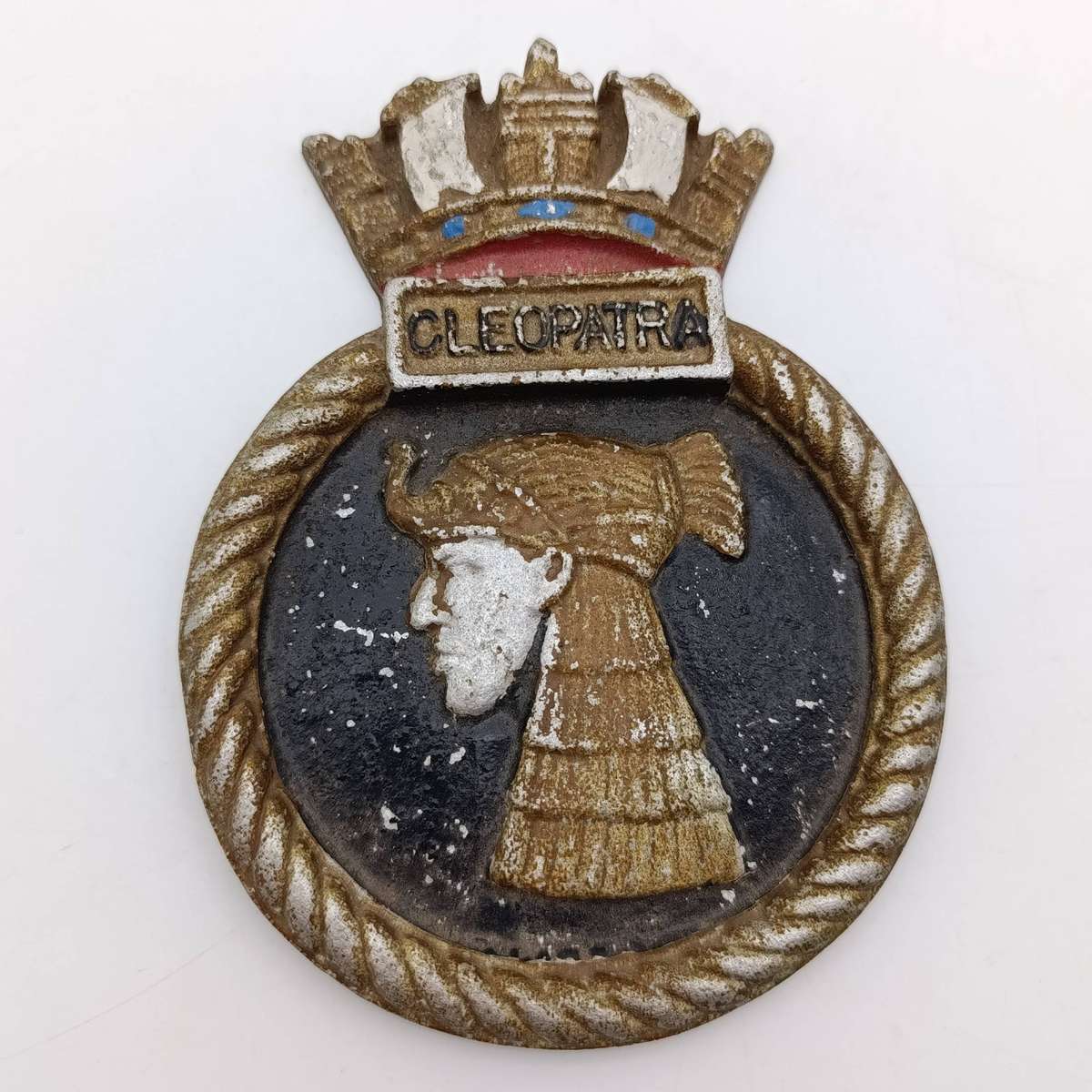 Vintage HMS Cleopatra aluminium ship's crest