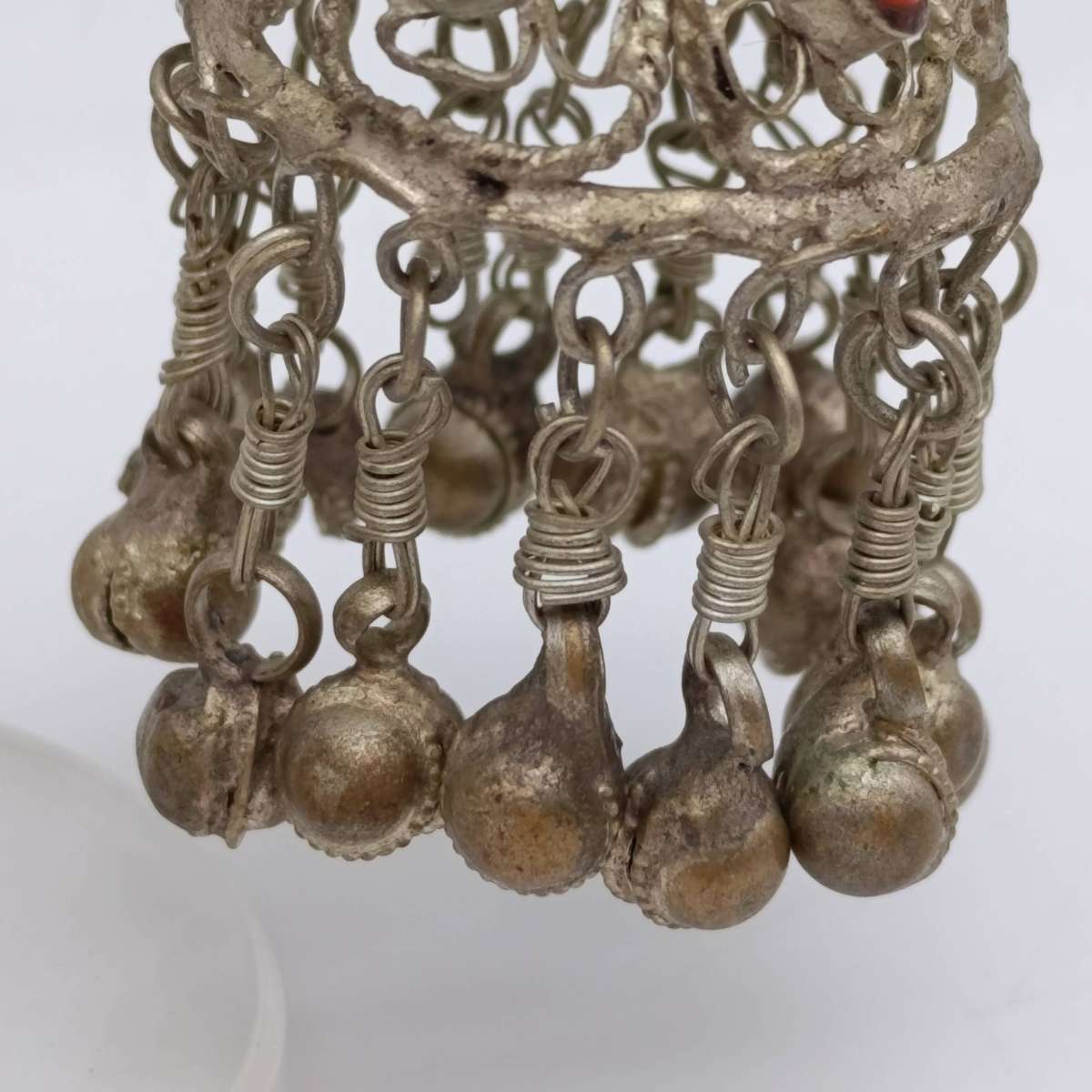 Judaica Moroccan antique silver earrings - weight 51g - with small bells