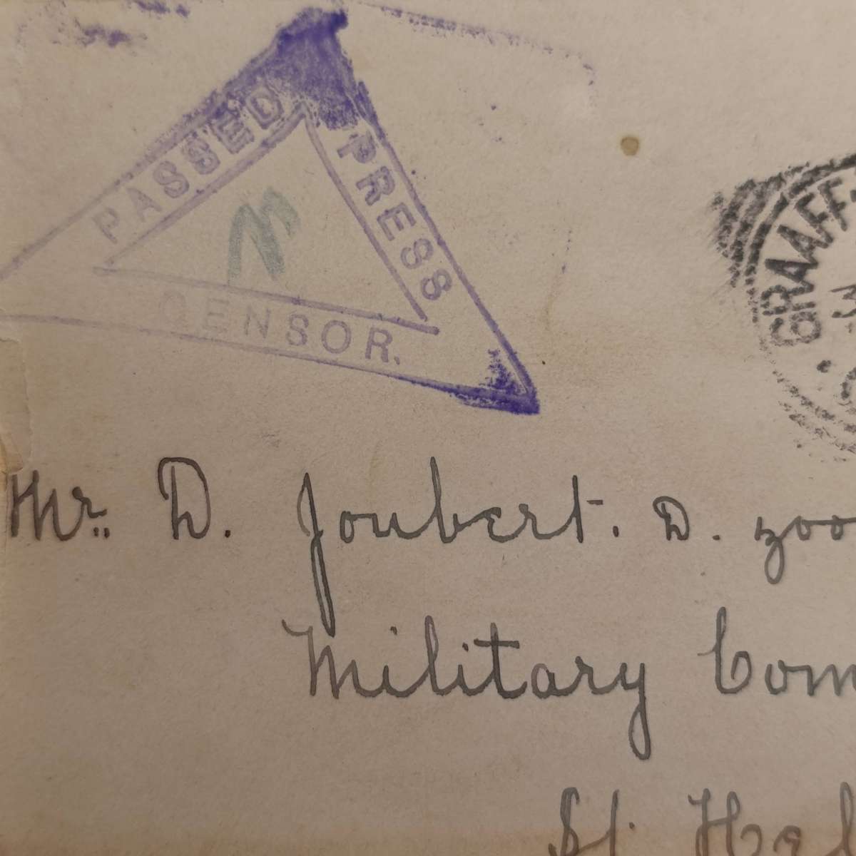 Boer War POW fronts stuck back to back One side posted Graaff-Reinet, 31 Oct 1901 to D Joubert