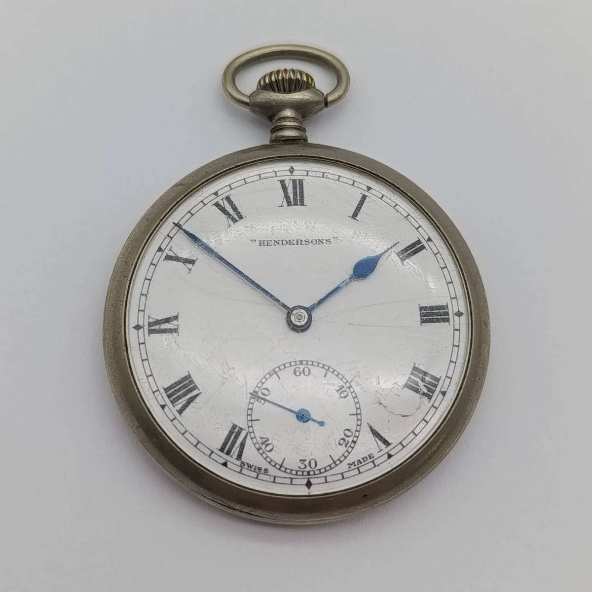 Antique Hendersons pocketwatch - working - working - chip on dial repaired