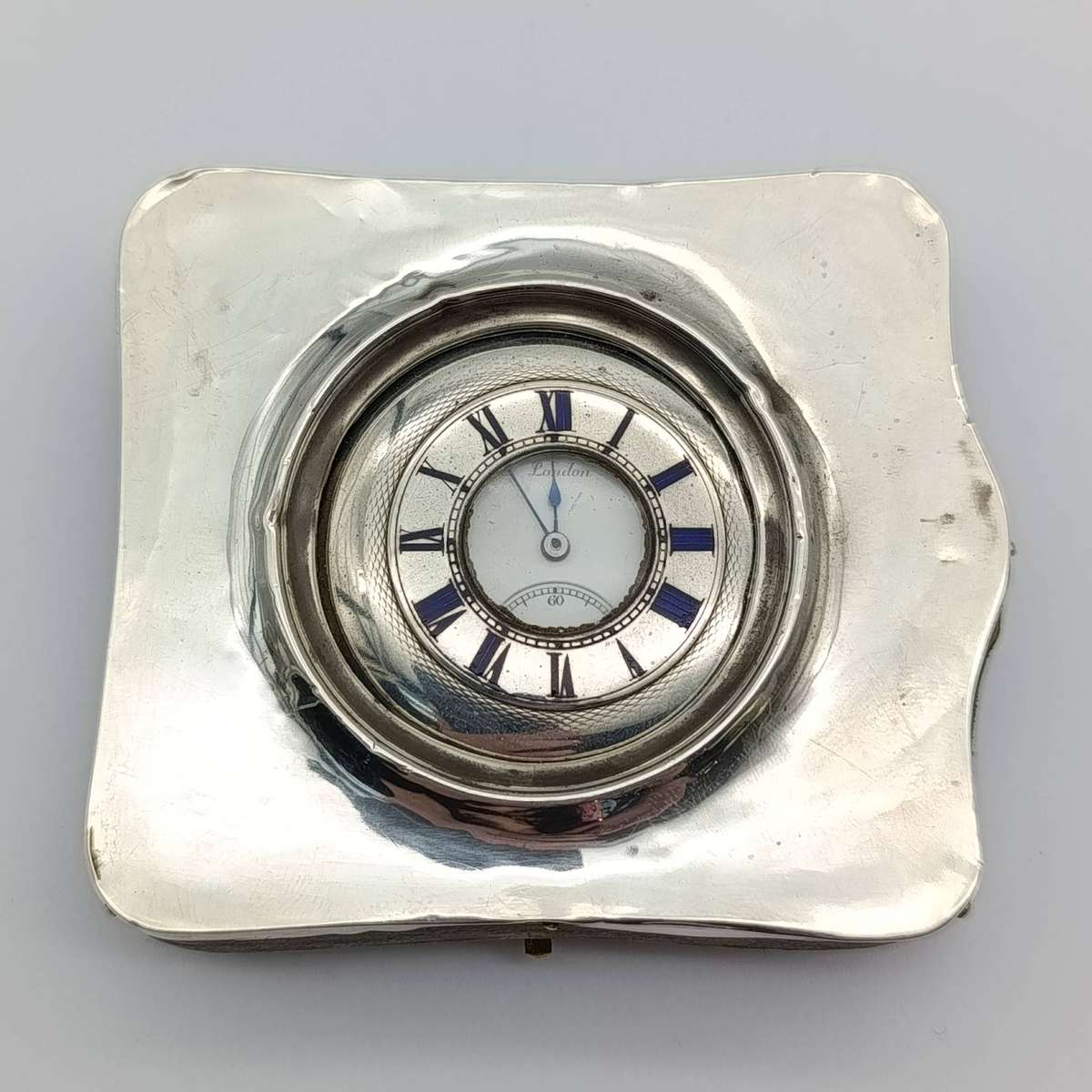 Antique hallmarked silver 1892 half hunter pocketwatch in silver front travelling case - working