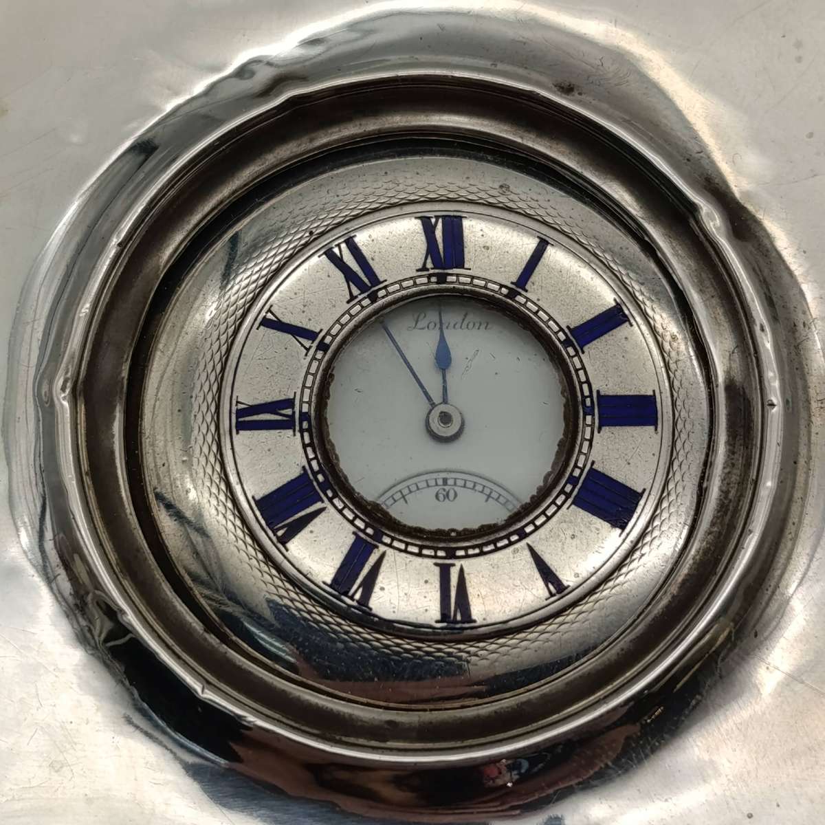 Antique hallmarked silver 1892 half hunter pocketwatch in silver front travelling case - working