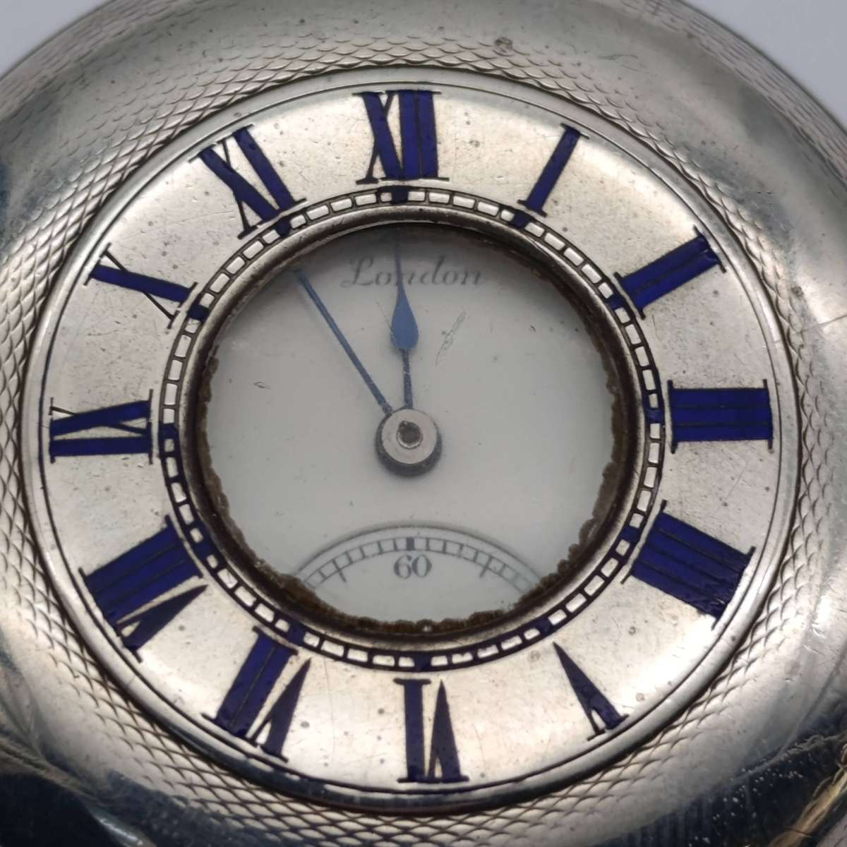 Antique hallmarked silver 1892 half hunter pocketwatch in silver front travelling case - working