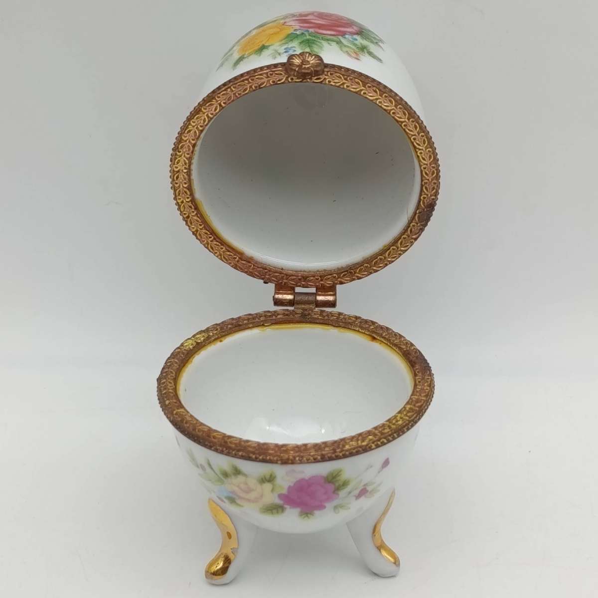 Pair of Vintage egg shaped trinket holders