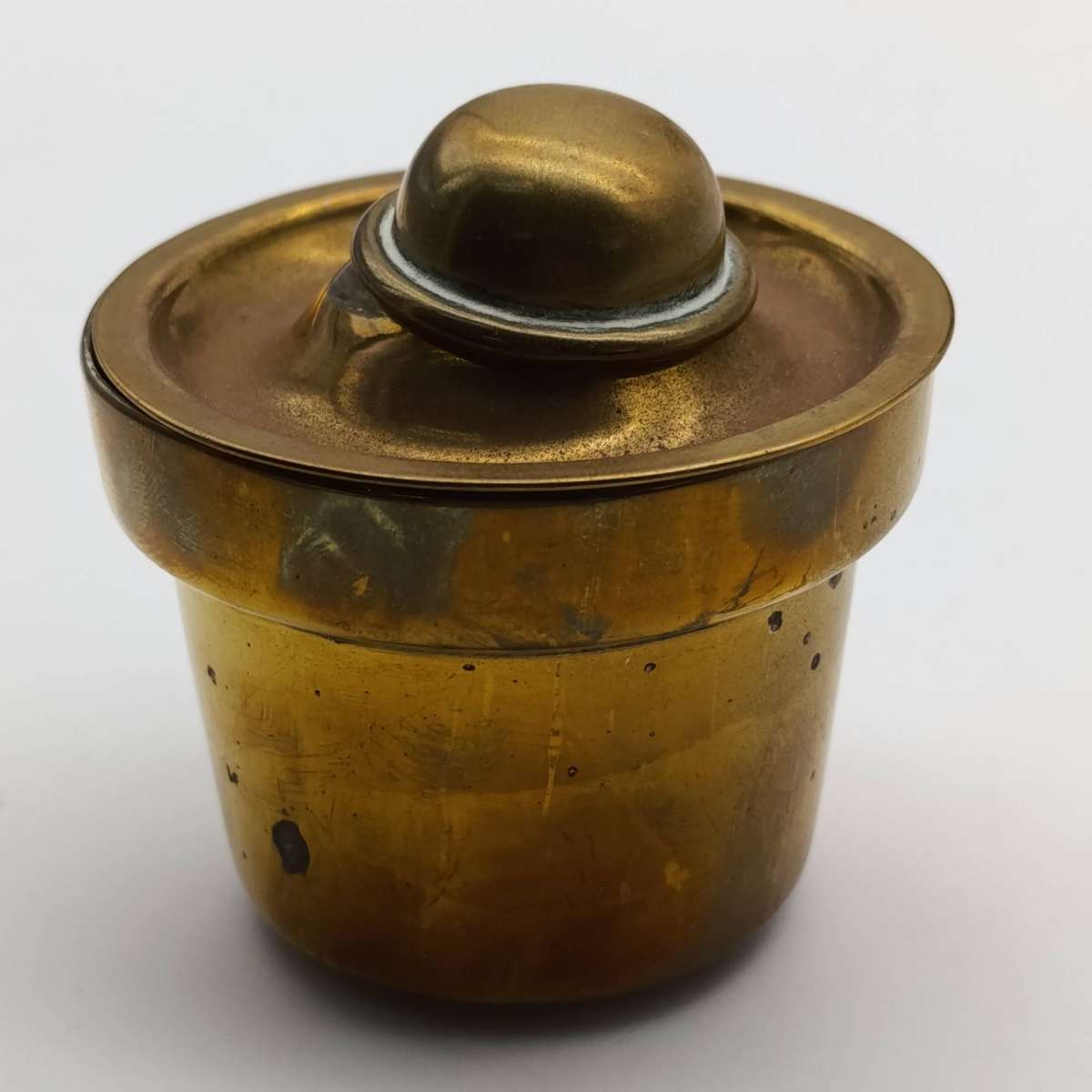 Antique Victorian brass tilting kettle with burner and stand