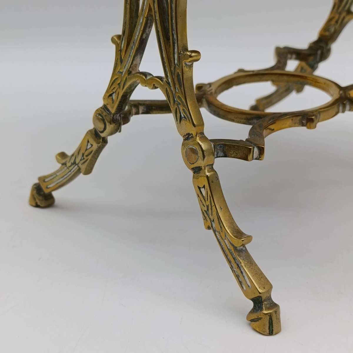 Antique Victorian brass tilting kettle with burner and stand