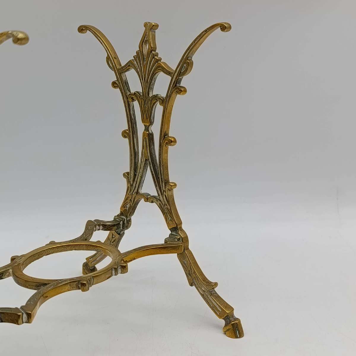 Antique Victorian brass tilting kettle with burner and stand