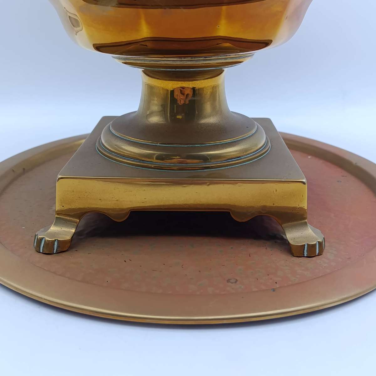 Antique large brass Russian Samovar with tray