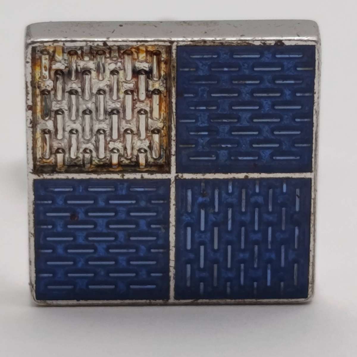 Pair of Louis Vuitton Damier 4 square sterling silver cufflinks