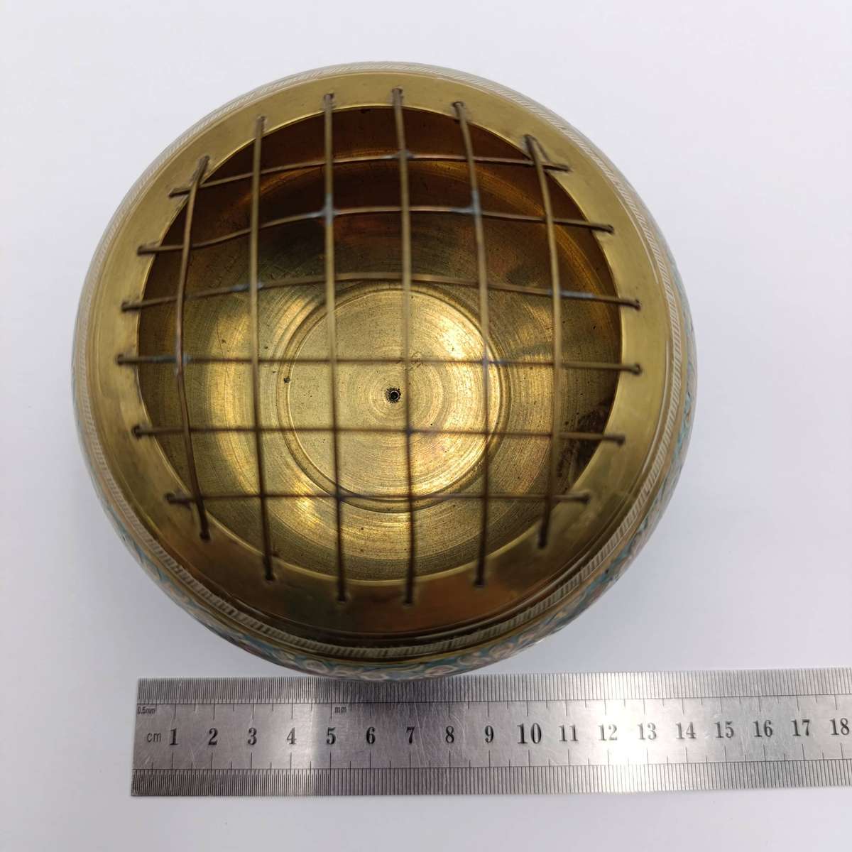 Vintage BIC India Brass flower frog bowl