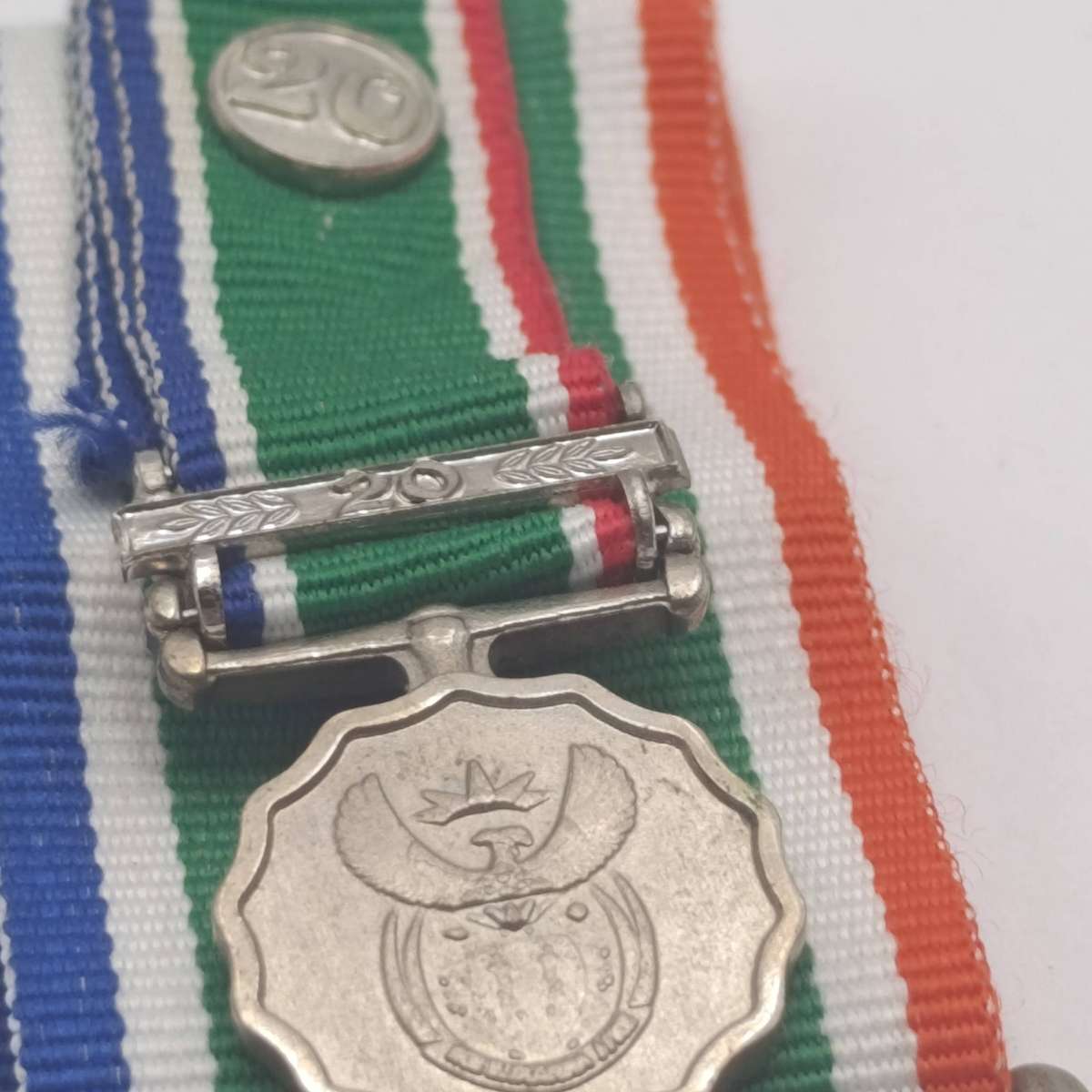 SA Army 10 Year Troue Diens Medal with 20 Year Clasp & Miniature Medal #03097