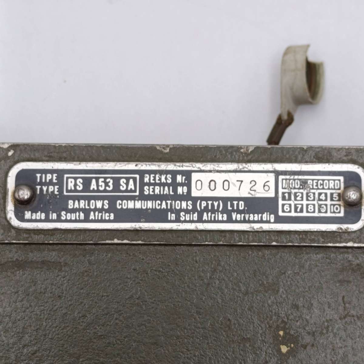 SADF Border War RSA53 manpack tactical field radio with original pouch, antenna & earpiece