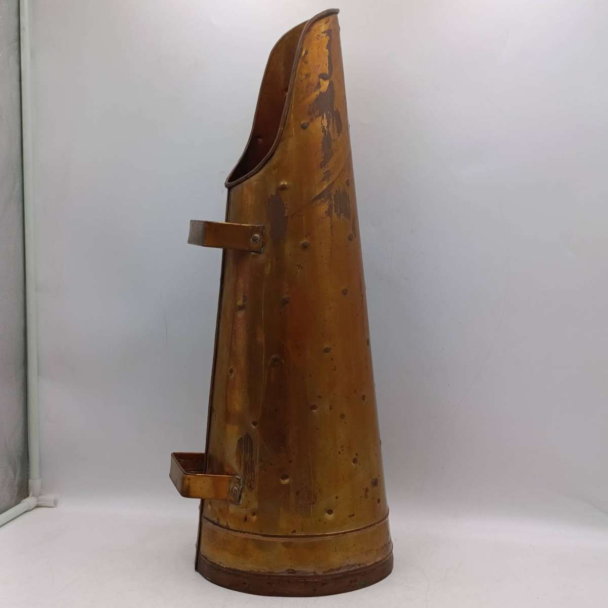 Vintage copper coal scuttle - 61cm height, antique fireplace accessory