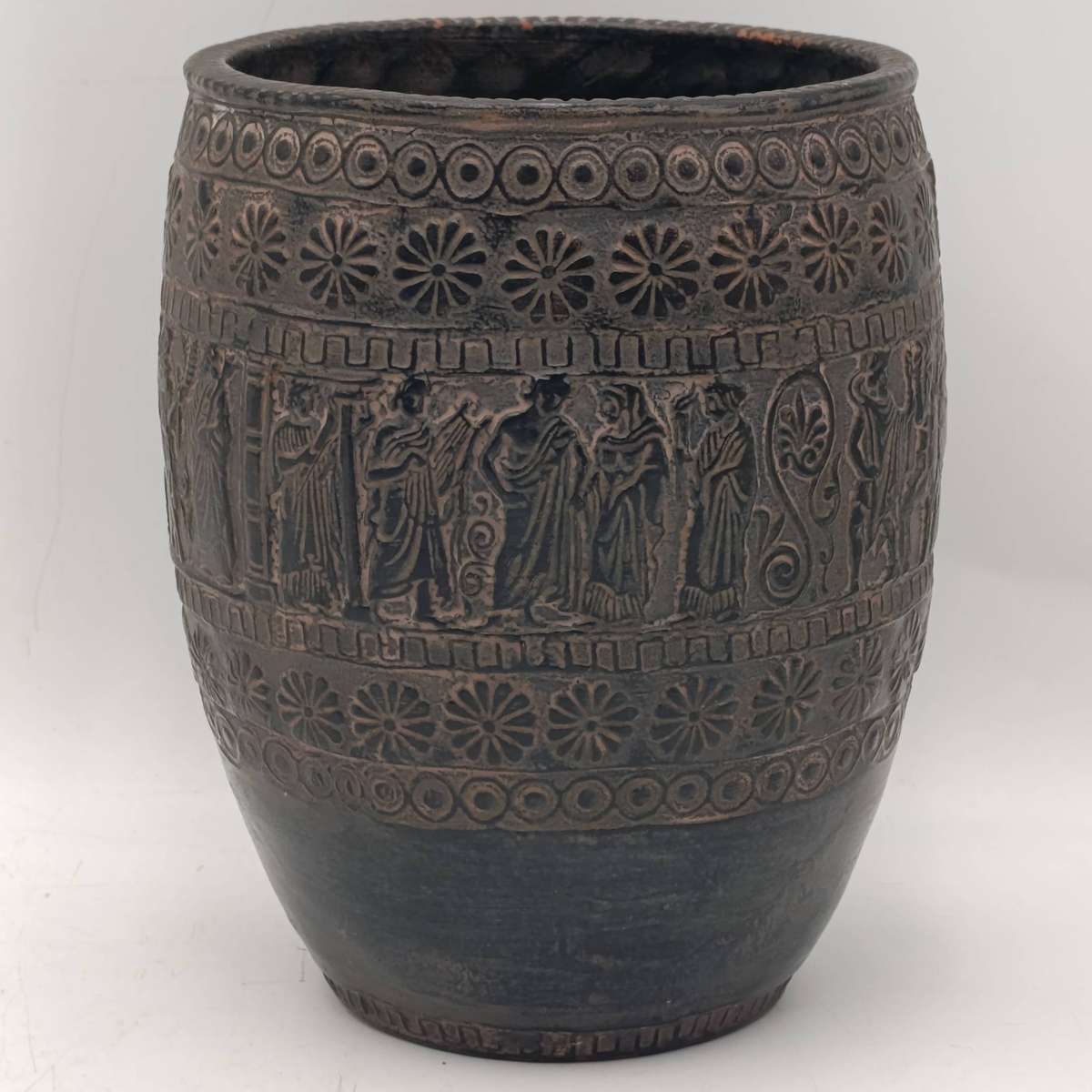 Vintage Greek handmade ceramic vase - decorative antique pottery
