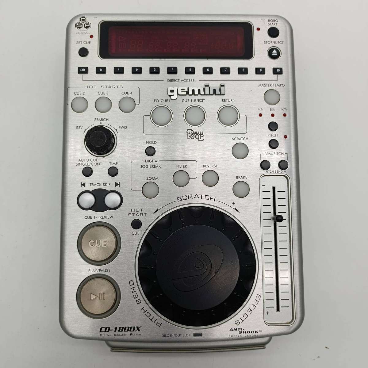 Gemini CD-1800X DJ CD Player with Scratch Wheel and Built-in Effects