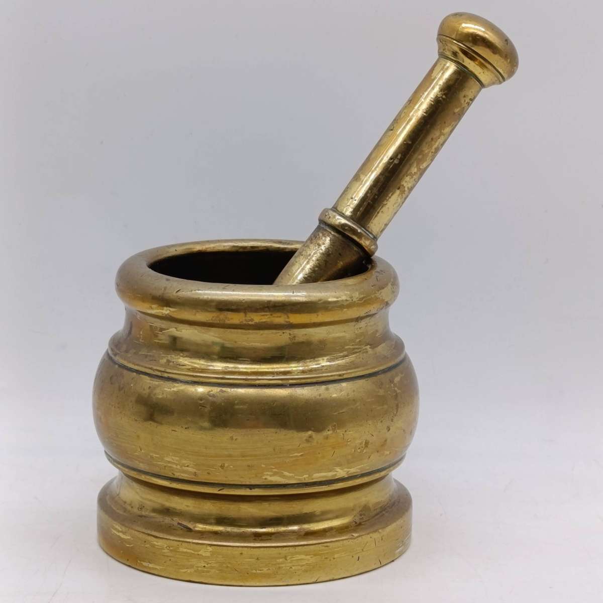 Antique No.5 GG solid brass mortar and pestle