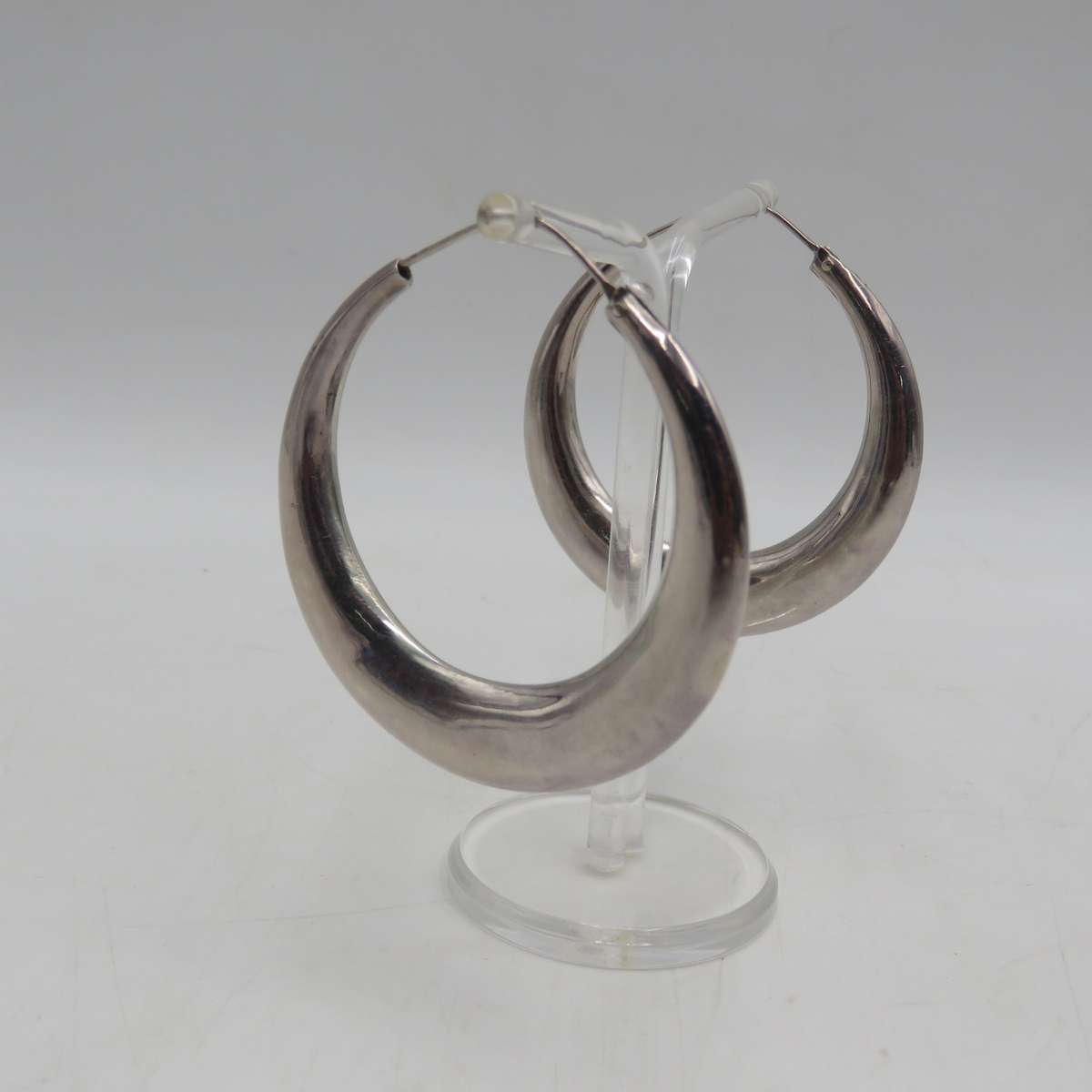 Pair of Large sterling silver hoop earrings - weighs 11,8 grams