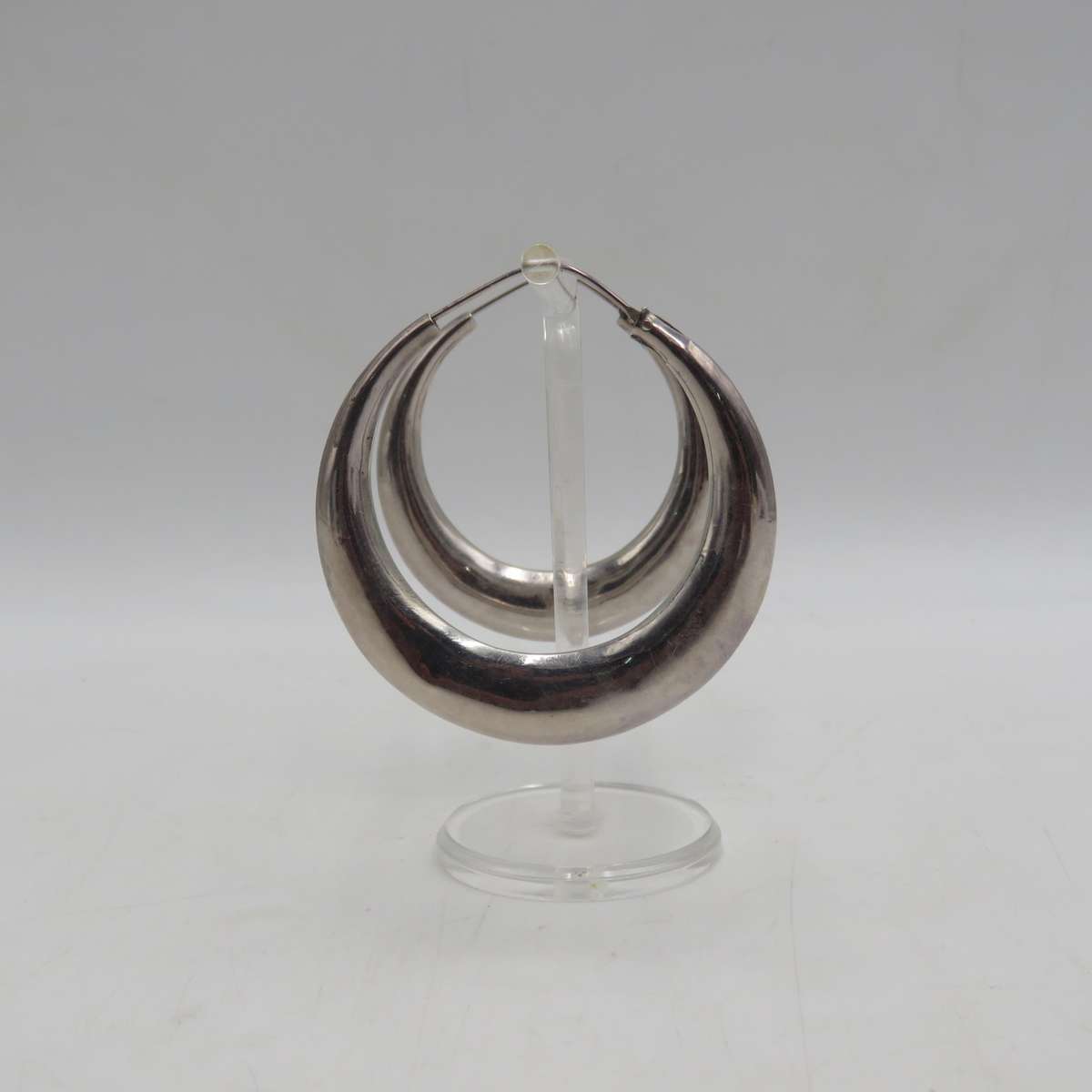 Pair of Large sterling silver hoop earrings - weighs 11,8 grams
