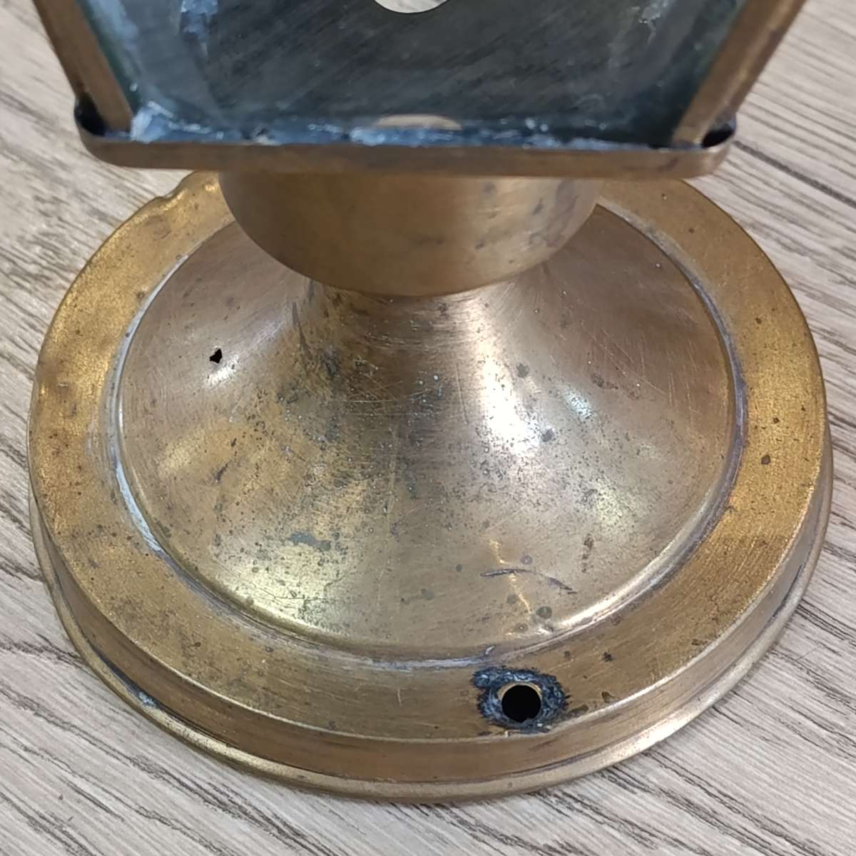 Vintage brass wall lantern with bevelled glass - no light fitting