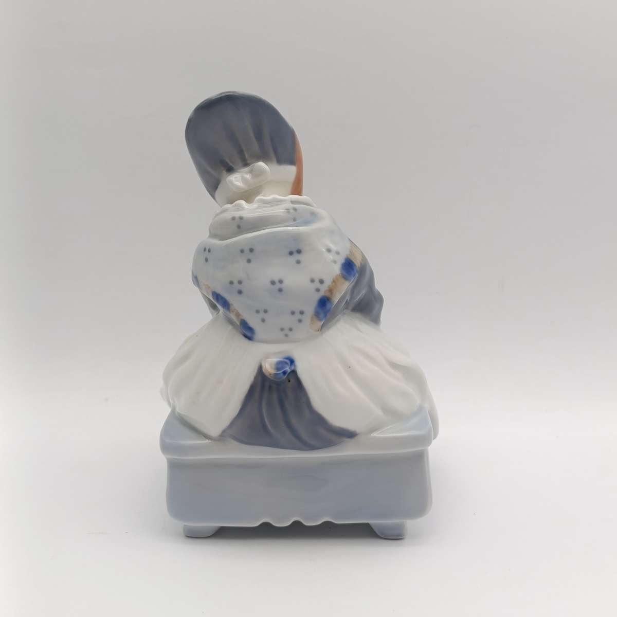 Vintage Royal Copenhagen girl sewing porcelain figurine