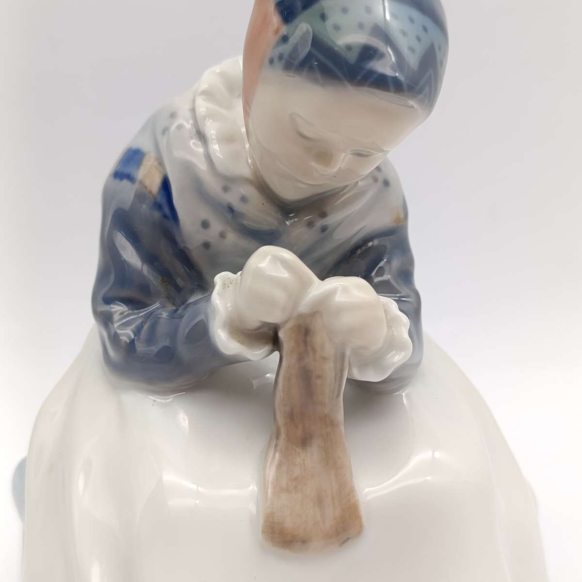 Vintage Royal Copenhagen girl sewing porcelain figurine