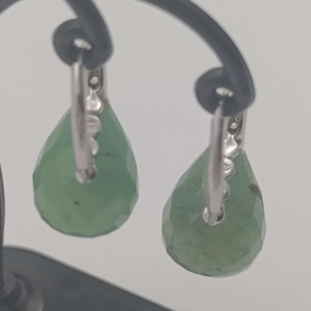 Pair of vintage sterling silver and jade earrings