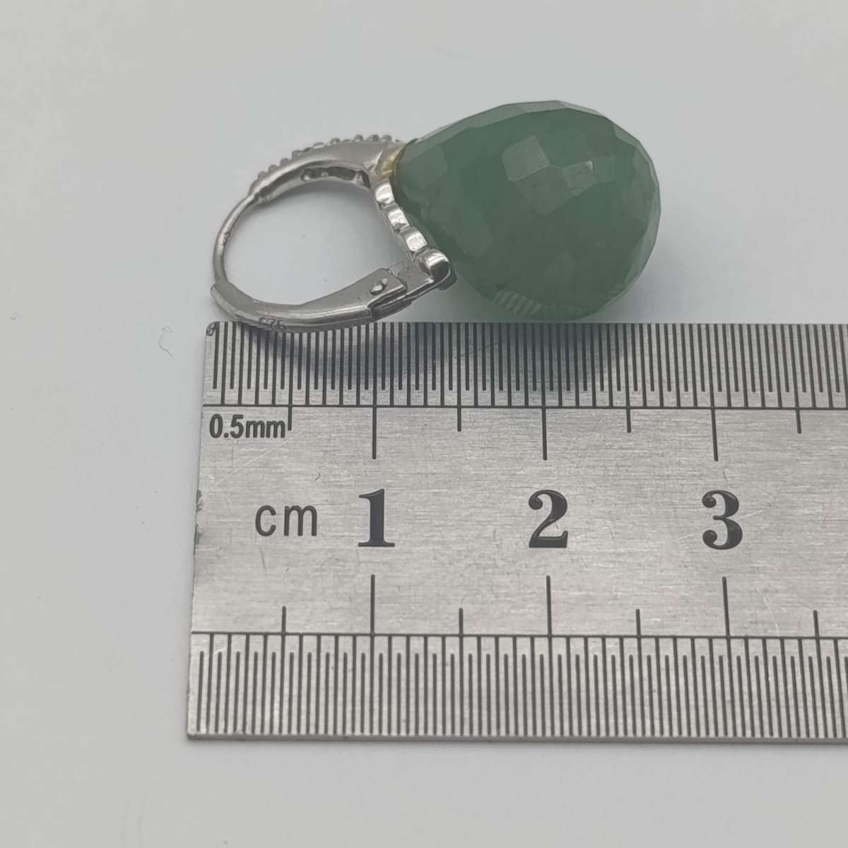 Pair of vintage sterling silver and jade earrings