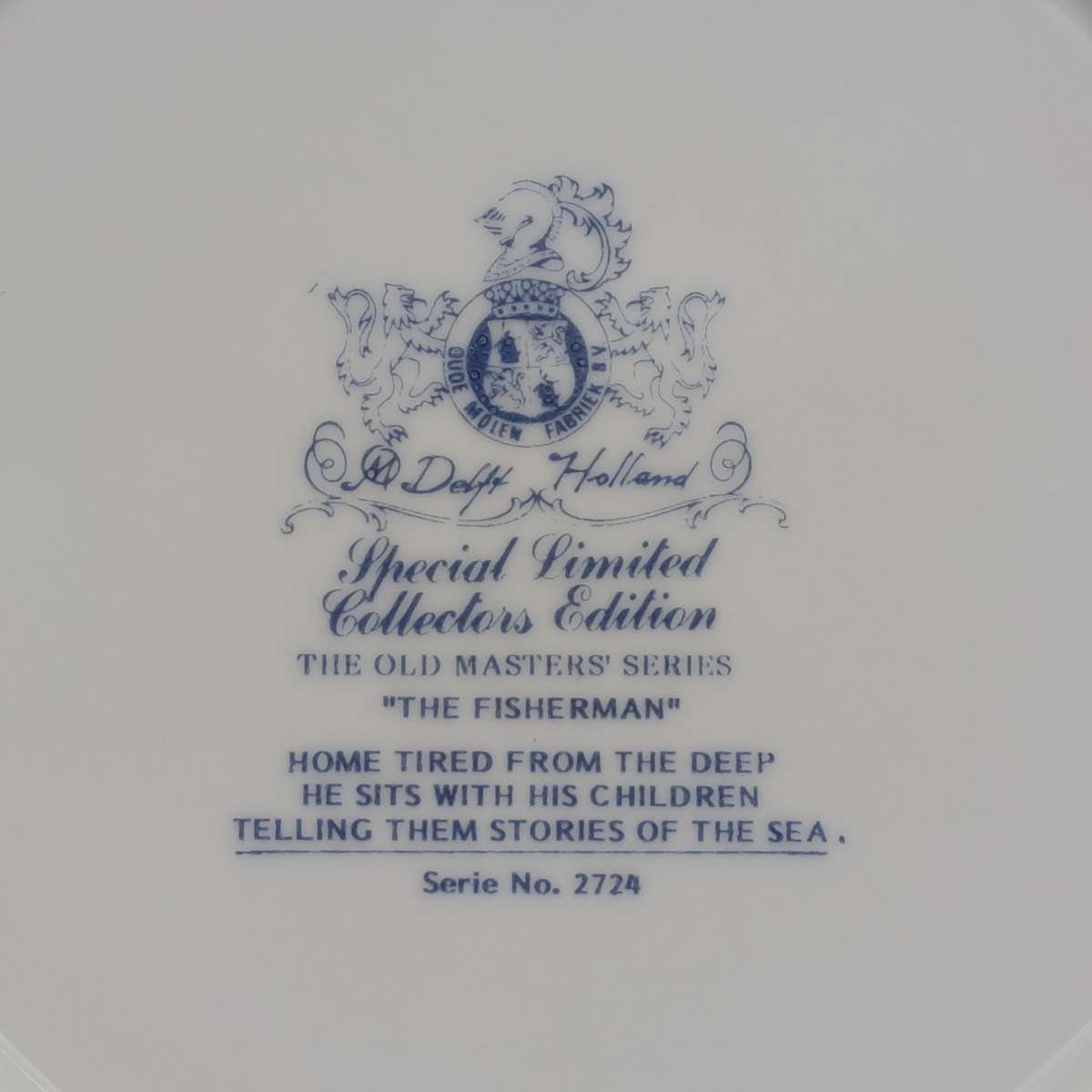 Vintage Delft The Fisherman porcelain plate